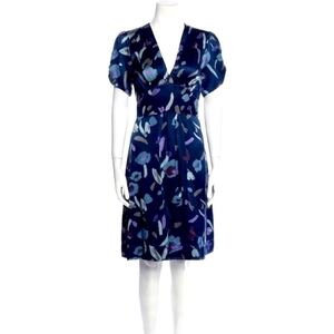 Essential Antwerp Blue Silk Print A-Line Dress
